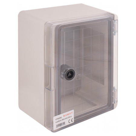 Корпус ударостійкий з АБС-пластику e.plbox.180.240.130.tr 180×240×130мм IP65 з прозорими дверцятами, E.NEXT