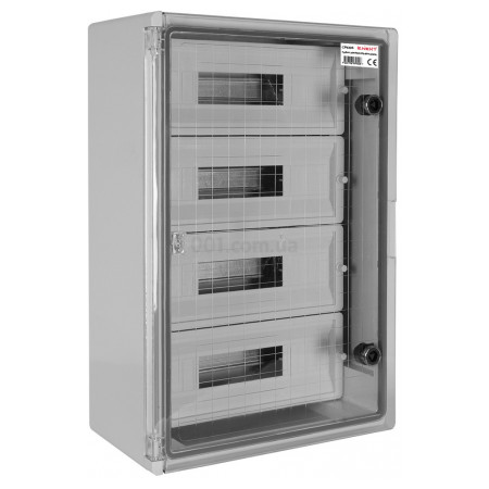 Корпус удароміцний e.plbox.400.600.200.60m.tr IP65 з прозорими дверцятами під 60 модулів, E.NEXT