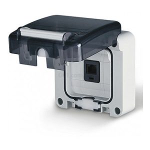 Розетка RJ45 кат. 5e для прихованого монтажу, 95×95, полікарбонат, IP66, DKC (БДК)