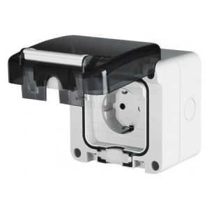 Розетка для накладного монтажу 2P+PE 16А 250В, 95×95, полікарбонат, IP66, DKC (БДК)