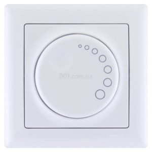 Світлорегулятор поворотний з підсвічуванням 600W СВ01-01-0-ББ білий BOLERO, IEK