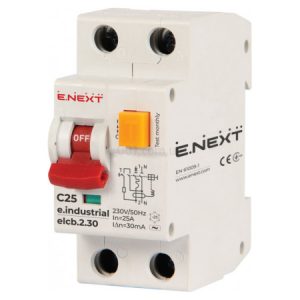 Автоматичний вимикач диференційного струму (дифавтомат) e.industrial.elcb.2.C25.30, 2P 25 А 30 мА хар-ка C, E.NEXT