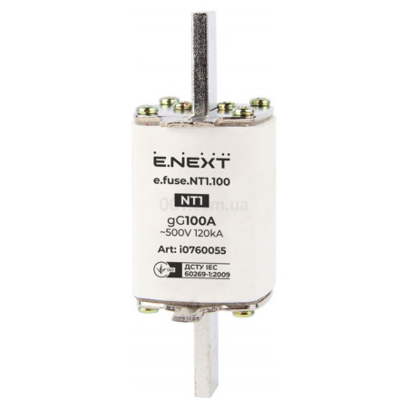 Запобіжник плавкий (вставка) e.fuse.NT1.100, 100 А габарит 1, E.NEXT