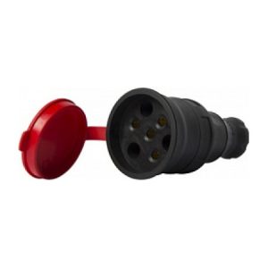 Розетка переносна з захисною кришкою каучукова e.socket.rubber.031.25 3P+PE 25А 400В IP44, E.NEXT (Mutlusan)