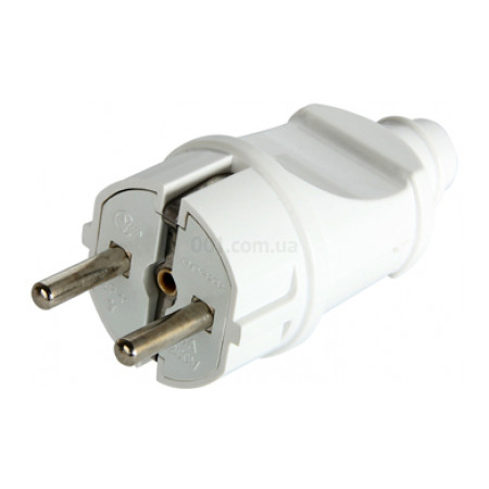 Вилка побутова пряма з заземленням 16А біла e.plug.straight.003.16, E.NEXT
