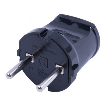 Вилка побутова без заземлення 10А чорна e.plug.002.10, E.NEXT