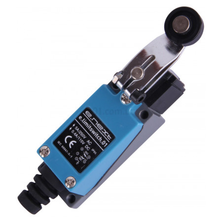 Вимикач кінцевий e.limitswitch.01 5А 1НВ+1НЗ важіль з роликом, E.NEXT
