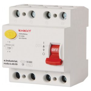 Пристрій захисного відключення (ПЗВ) e.industrial.rccb.4.40.10, 4P 40 А 10 мА тип AC, E.NEXT