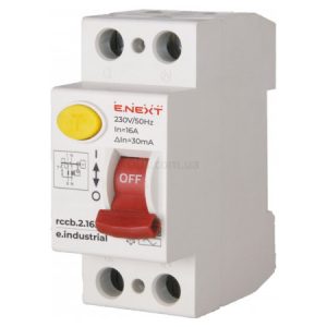 Пристрій захисного відключення (ПЗВ) e.industrial.rccb.2.16.30, 2P 16 А 30 мА тип AC, E.NEXT