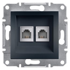 Розетка телефонна (RJ11) подвійна Asfora антрацит, Schneider Electric