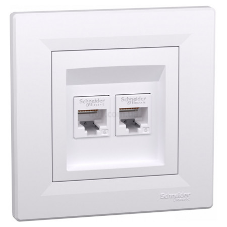 Розетка комп'ютерна (RJ45) кат.6 UTP подвійна Asfora біла, Schneider Electric