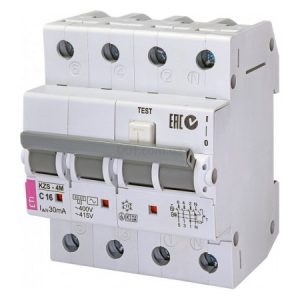 Диференційний автоматичний вимикач KZS-4M C 16/0,03 тип AC (6kA), ETI