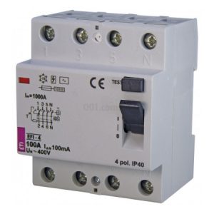 Диференційне реле (ПЗВ) EFI-4 100А 100мА тип AC 10кА, ETI
