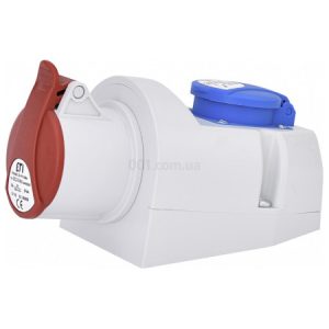 Розетка комбінована EZCZ-S-1643 IP44 (16A, 400V/230V, 3P+PE / +EE 16S Schuko), ETI