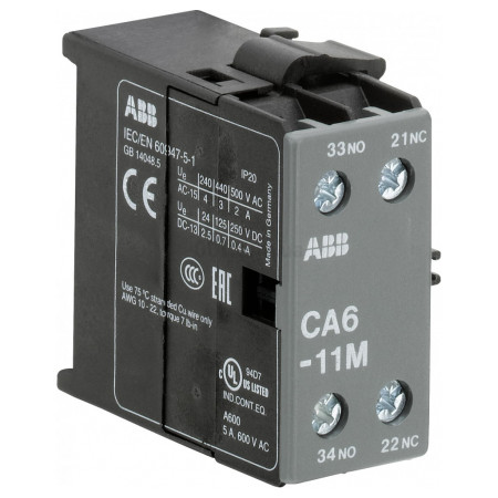Блок додаткових контактів CA6-11M бічний 1НВ+1НЗ для B6-30-10 / B7-30-10, ABB