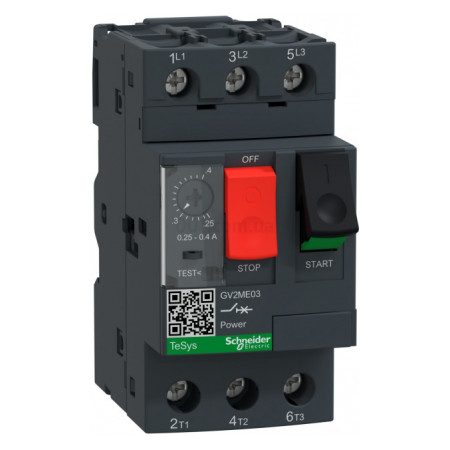 Автоматичний вимикач захисту двигуна TeSys GV2 0,25-0,40А, Schneider Electric