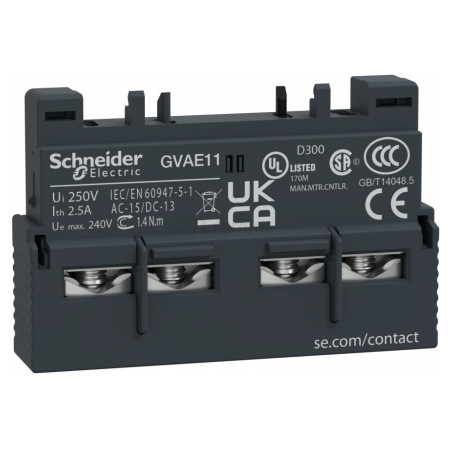 Контакт додатковий 1НВ+1НЗ для GV2/GV3 фронтальний, Schneider Electric