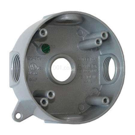 Коробка монтажна металева без кришки e.industrial.pipe.db.round.thread.5.x.1/2" кругла на 5 різьбових вводів для труб 1/2", E.NEXT