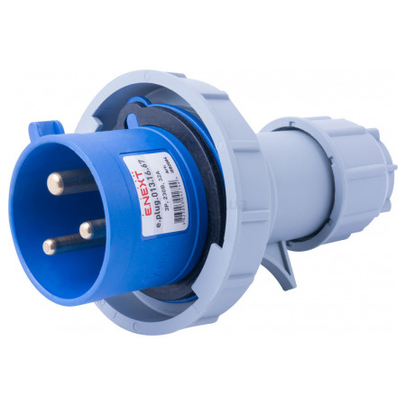 Силова вилка переносна e.plug.013.16.67 2P+PE 16А 230В IP67, E.NEXT