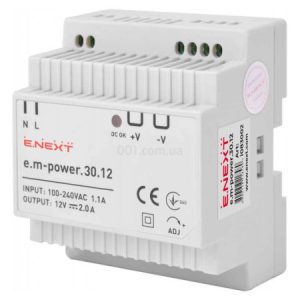 Блок живлення на DIN-рейку e.m-power.30.12 30Вт DC12В, E.NEXT