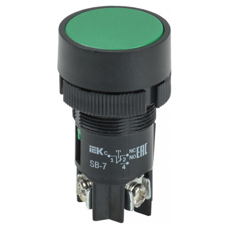 Кнопка SB-7 "Пуск" d22 мм зелена 240В 1з+1р, IEK