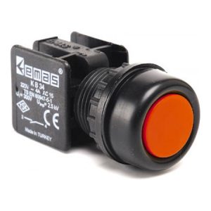 Кнопка натискна з водозахисним кільцем (1НВ) IP65 червона (серія KB), EMAS