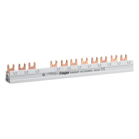 Шина з'єднувальна 3P 10мм² 12M (1×ПЗВ 4P + 8×АВ 1P) FORK, Hager
