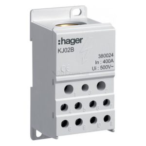 Блок розподільчий 400А вхід 1×150 / вихід 2×25, 2×16 і 4×10 мм², Hager