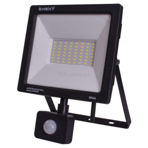 Прожектор світлодіодний 50Вт з датчиком руху 6000К e.LED.flood.stand.sensor.50.6000, E.NEXT