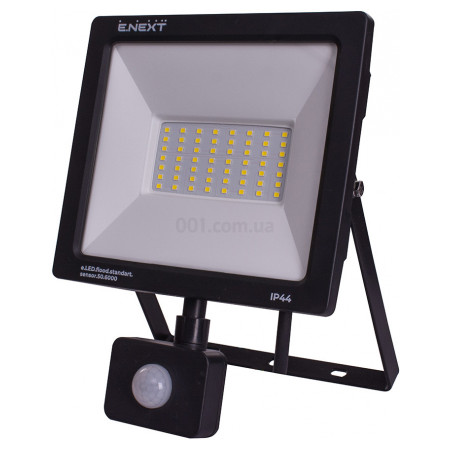 Прожектор світлодіодний 50Вт з датчиком руху 6000К e.LED.flood.stand.sensor.50.6000, E.NEXT