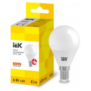 Світлодіодна лампа LED ALFA G45 куля 6Вт 230В 3000К E14, IEK