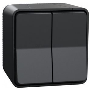 Перемикач 2-клавішний Mureva Styl чорний IP55, Schneider Electric