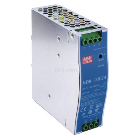 Блок живлення NDR-120-24 120Вт AC230В/DC24В, MEAN WELL