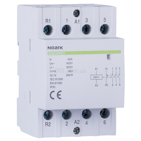 Контактор модульний Ex9CH40 31 40А 230V 3НВ+1НЗ, NOARK
