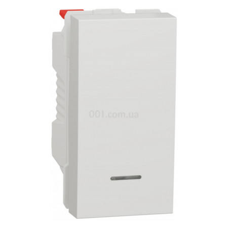 Вимикач 1-клавішний кнопковий з підсвіткою (1 модуль) 10А Unica New білий, Schneider Electric