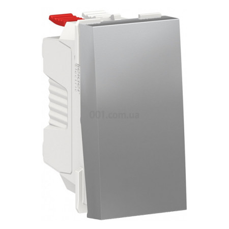 Вимикач 1-клавішний кнопковий (1 модуль) 10А Unica New алюміній, Schneider Electric