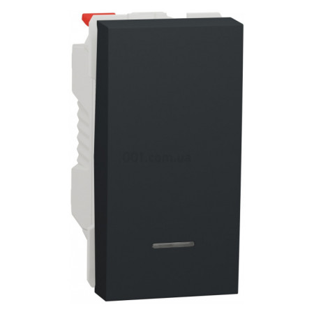 Вимикач 1-клавішний кнопковий з підсвіткою (1 модуль) 10А Unica New антрацит, Schneider Electric