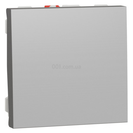 Вимикач 1-клавішний кнопковий (2 модулі) 10А Unica New алюміній, Schneider Electric