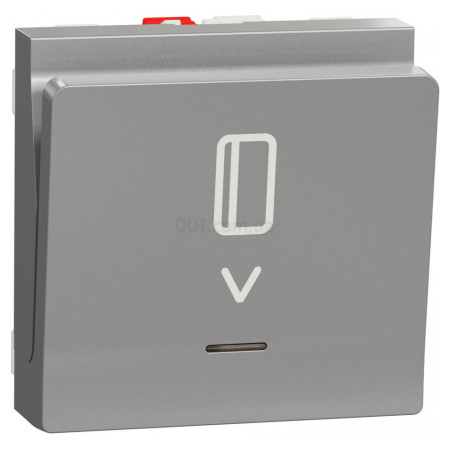 Вимикач картковий з підсвічуванням (2 модулі) 10А Unica New алюміній, Schneider Electric