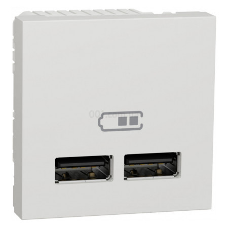 Розетка USB 2.0 подвійна 2.1А тип A+A (2 модулі) Unica New біла, Schneider Electric
