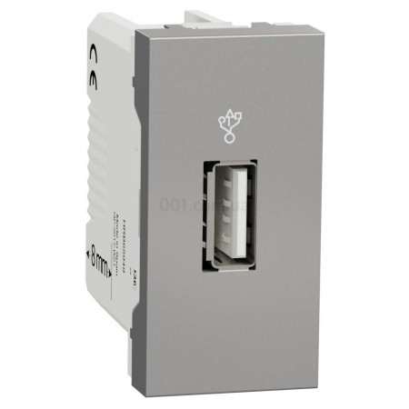 Розетка USB 3.0 одинарна тип A (1 модуль) Unica New алюміній, Schneider Electric