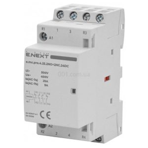 Контактор модульний e.mc.pro.4.25.2NO+2NC, 4P 25А 2НВ+2НЗ 24В, E.NEXT