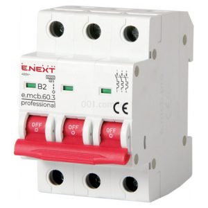 Автоматичний вимикач e.mcb.pro.60.3.B 2 new, 3P 2 А характеристика B, E.NEXT