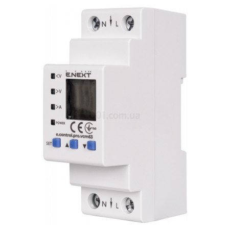 Реле контролю напруги та струму однофазне з індикацією e.control.pro.vcm63 63А, E.NEXT