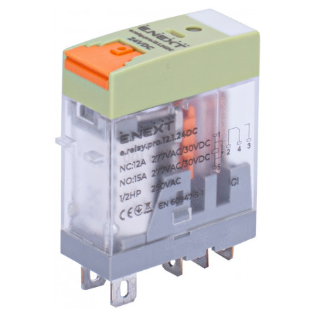 Реле проміжне e.relay.pro.12.1.24DC, 1 група контактів 12А 24В DC, E.NEXT