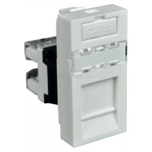 Розетка RJ45 cat.5e модульна 45×22,5 мм Quadro біла, KOPOS