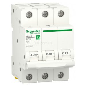 Автоматичний вимикач RESI9 6kА 3P 10 А хар-ка C, Schneider Electric