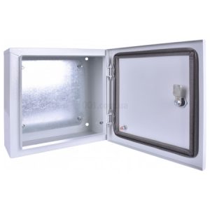 Корпус металевий e.mbox.stand.p.30.30.15 IP54 з монтажною панеллю (300×300×150), E.NEXT