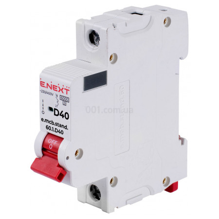 Модульний автоматичний вимикач e.mcb.stand.60.1.D40 1p 40А D 6кА, E.NEXT