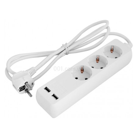 Подовжувач на 3 гнізда 1.5м з заземленням і USB-зарядкою baby protect e.es.3.1.5.z.b.2.usb, E.NEXT